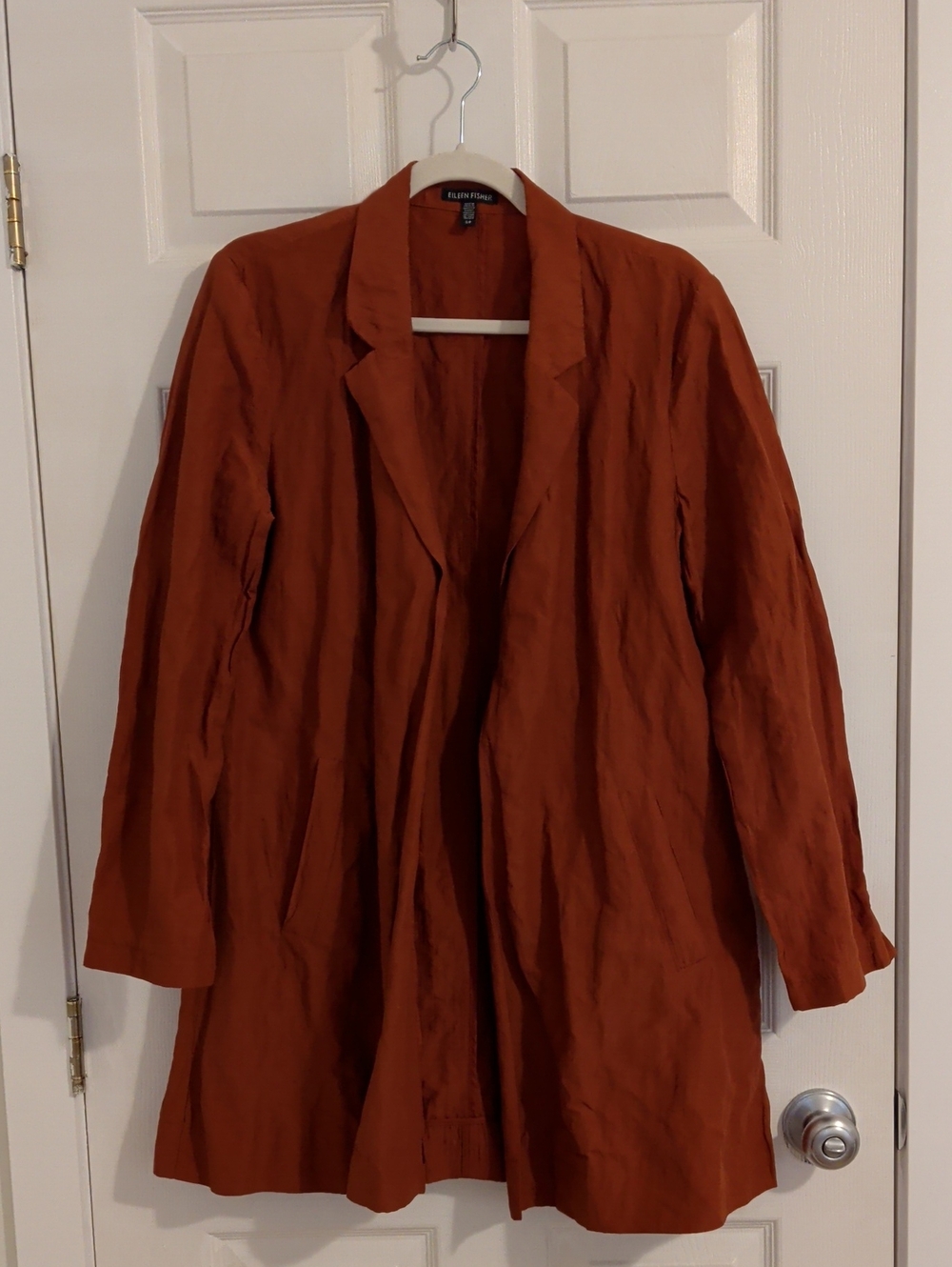 Eileen Fisher Burnt Orange Open-Front Jacket S